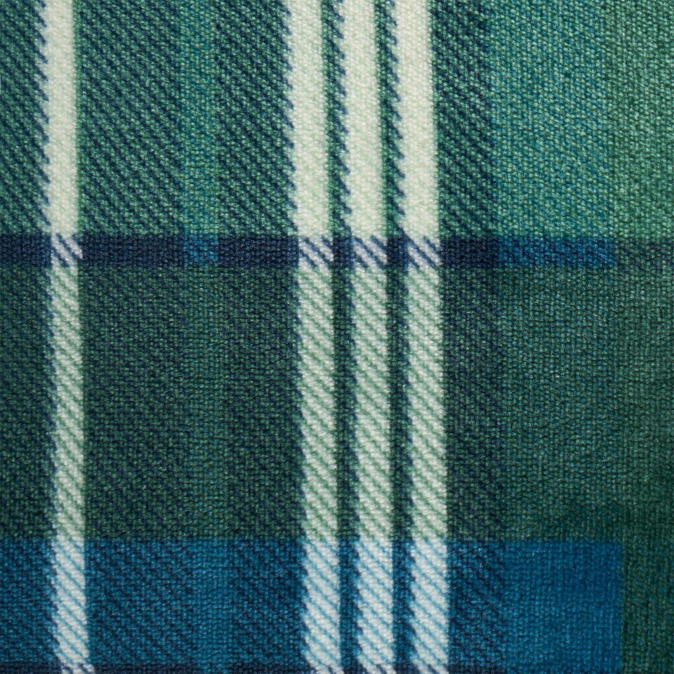 image 1 of OHS 4 x Hudson Flannel Fleece Check Printed Filled Cushions, 45x45cm - Green