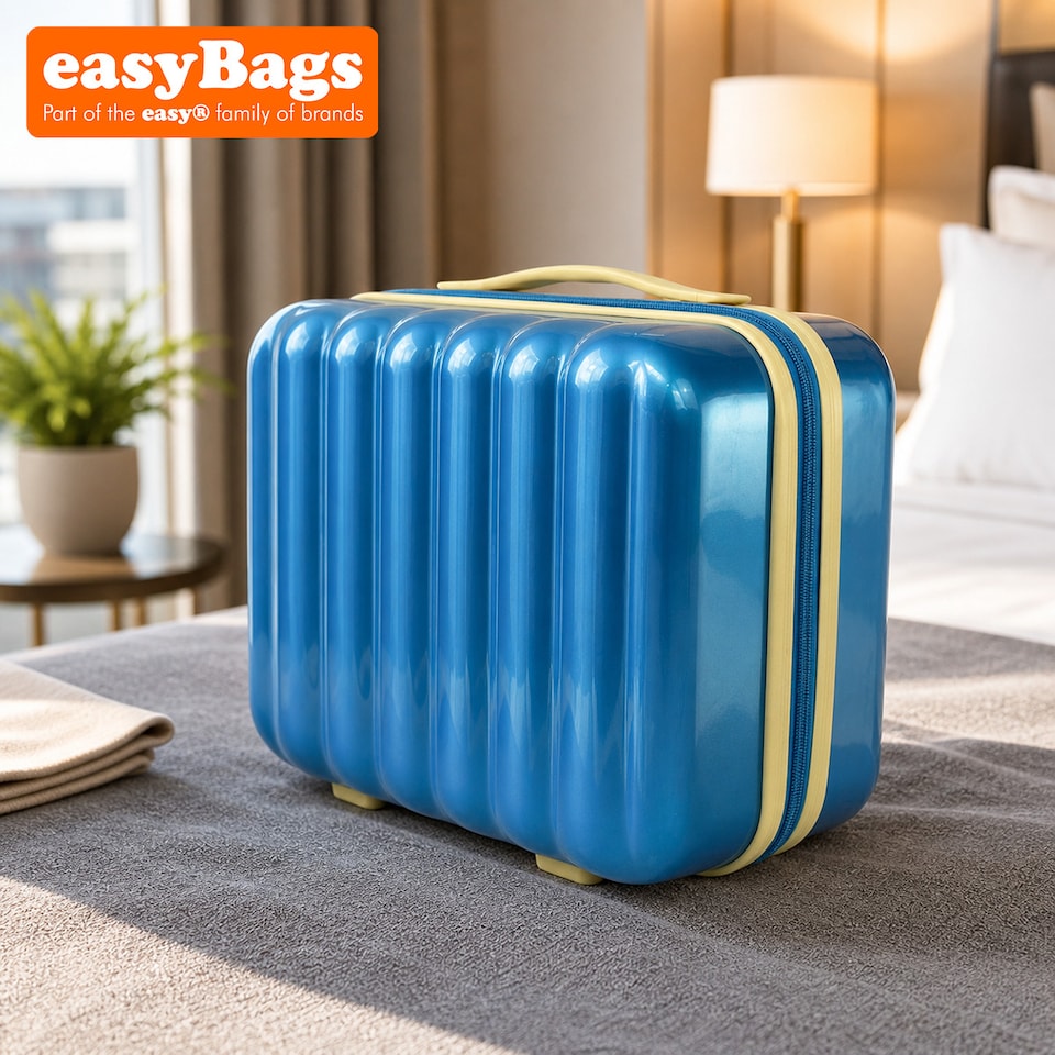 image 1 of PC Hard Shell Travel Vanity Case - Compact Makeup & Toiletry Organiser - Baby Blue