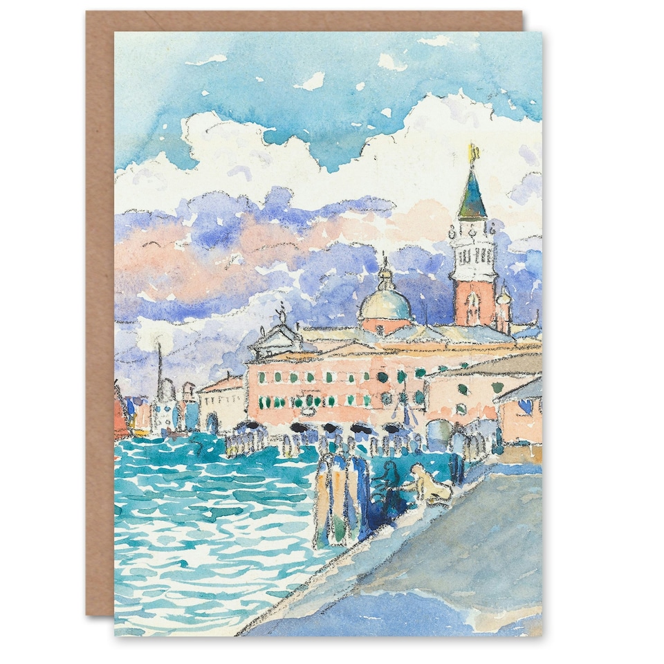 image 1 of Henri Edmond Cross Art Card Venice Grand Canal Watercolour