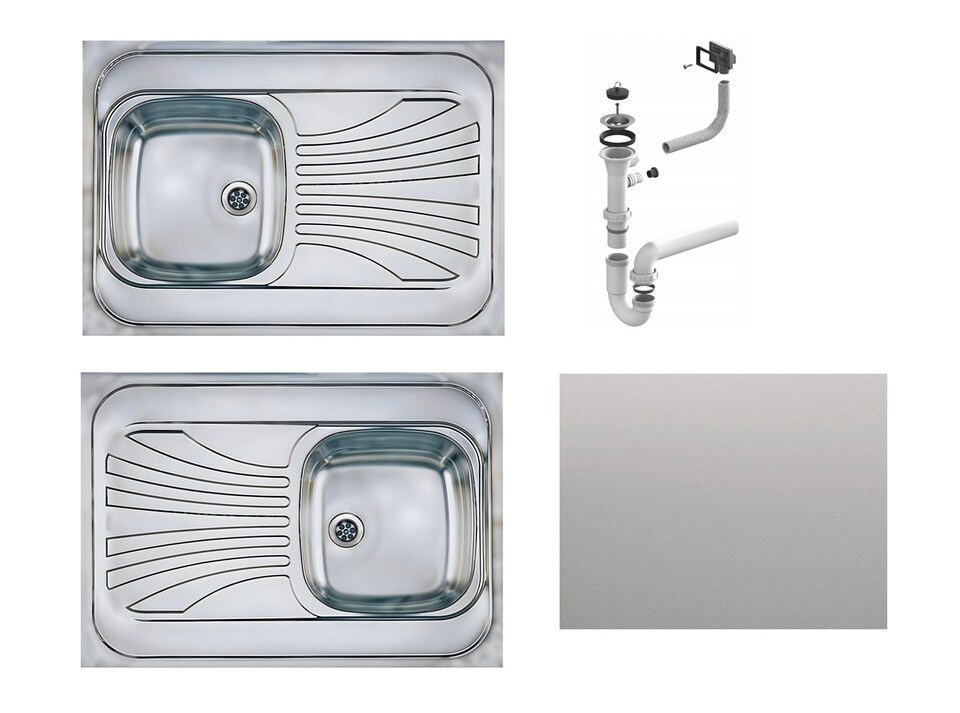 image 1 of Kitchen Sink Single Bowl Sit On with Drainer Stainless Steel 800 x 600 mm Prima