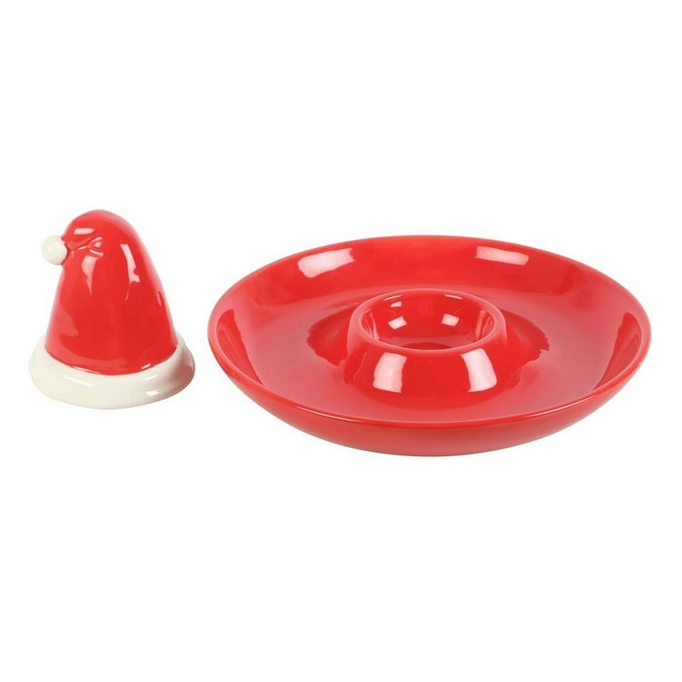 image 1 of Something Different Chip And Dip Santa Hat Dish - Red/White - One Size