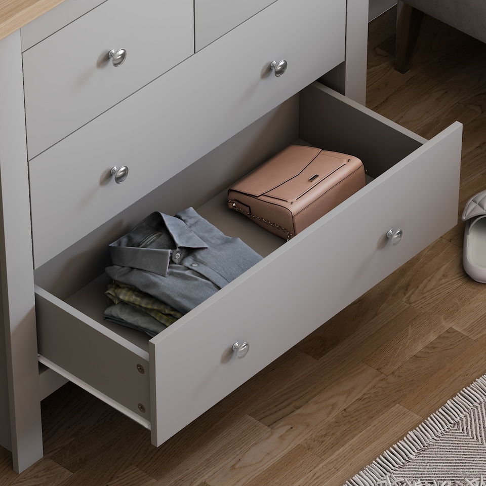 image 1 of Vida Designs Arlington 4 Drawer Chest of Drawers Shaker Bedroom Storage, Grey & Oak