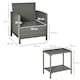 image 5 of Outsunny 3 PC Outdoor Rattan Sofa Set with Chairs Coffee Table Cushion