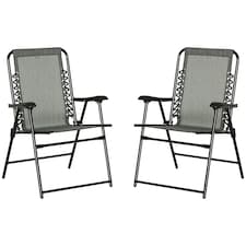 Outsunny 2Pcs Outdoor Patio Folding Chairs, Portable Garden Loungers Grey