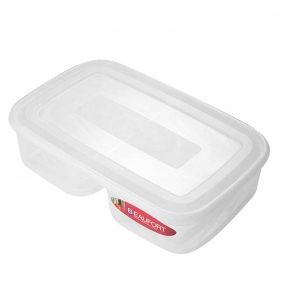 image 1 of Beaufort Squared 2 Section Food Container - Clear - One Size