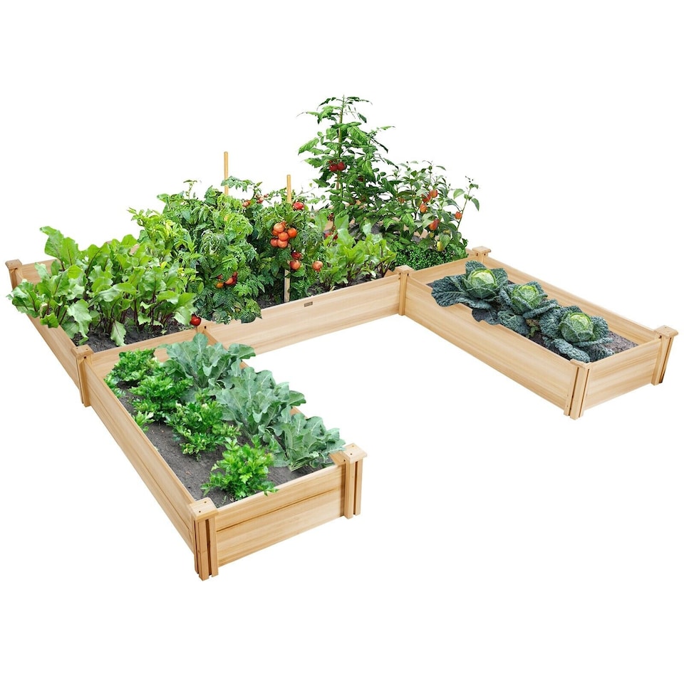 image 1 of COSTWAY Garden Bed Wooden Raised Garden Box Outdoor Planter Container for Herbs Flowers