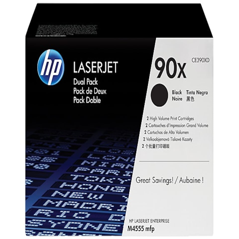 HP 90X Black High Yield Toner Cartridge Twinpack 2 x 24K pages (Pack 2) for HP LaserJet Enterprise M602/M603 - CE390XD N/A