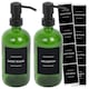 image 1 of Harbour Housewares Glass Soap Dispensers with Labels - 500ml - Green/Black - Pack of 2