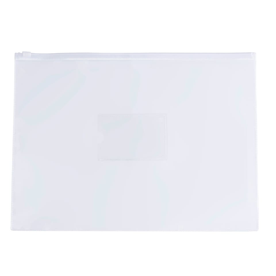 image 1 of Pack of 12 A3 Clear Zippy Bags with White Zip