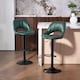 image 2 of HOMCOM Bar Stools Set of 2, Swivel Barstools with Adjustable Height, Backrest and Footrest,  Modern PU Leather Upholstered Breakfast Bar Chairs for Kitchen Island, Counter, Dining Room, Dark Green | Green | Green