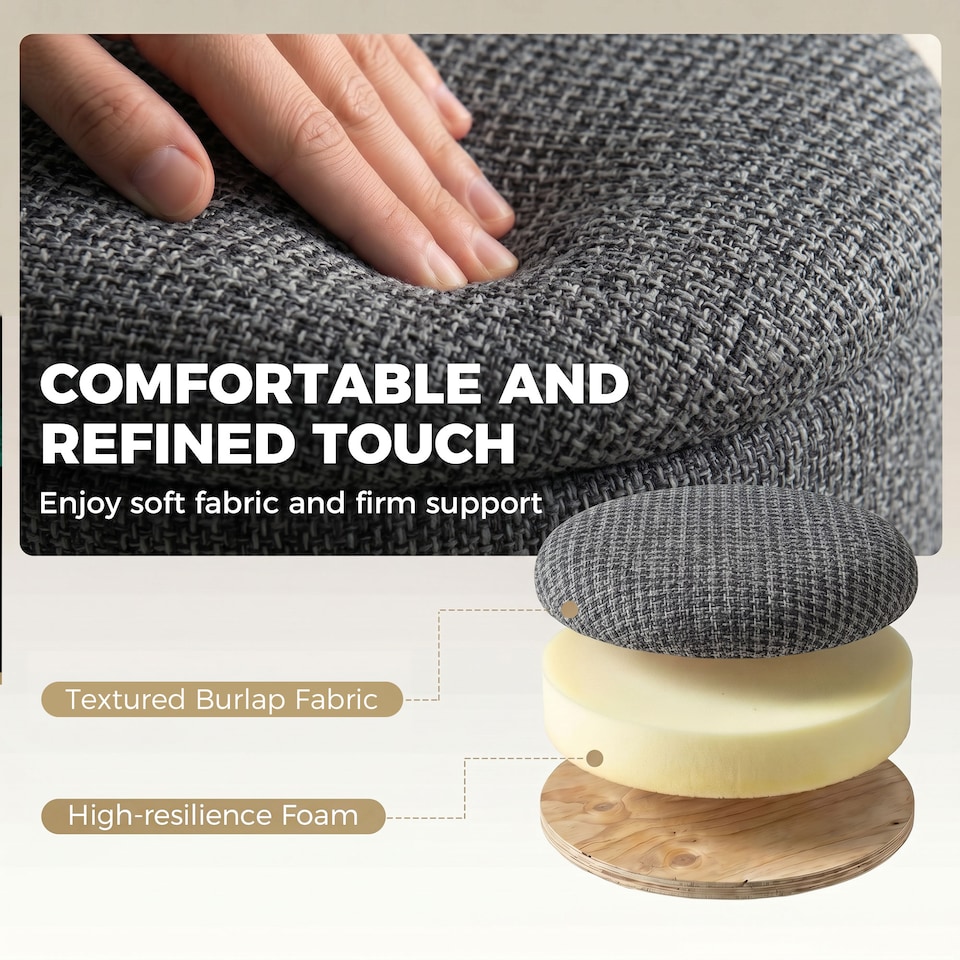 image 1 of HOMCOM Round Storage Ottoman with Reversible Lid