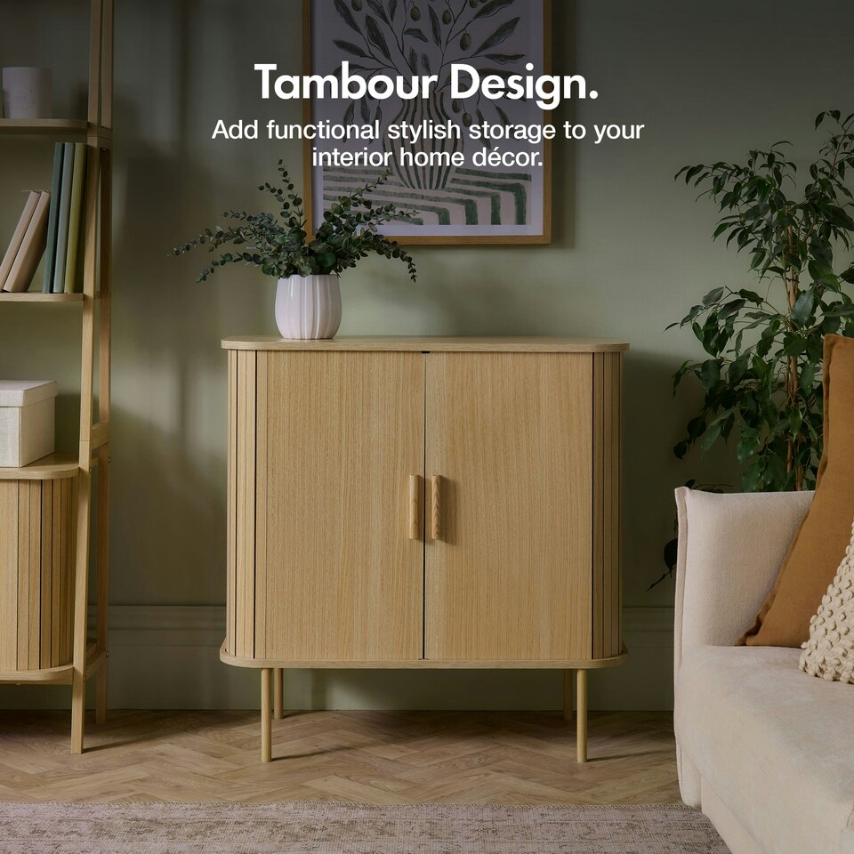 image 1 of VonHaus Landos Sideboard with Sliding Doors and Tambour Finish