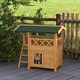 image 2 of PawHut Outdoor Cat House Kitten Shelter Puppy Kennel with Balcony Stairs Asphalt Roof, 77 x 50 x 73 cm