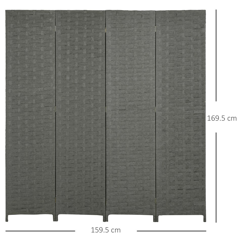 image 1 of HOMCOM 4 Panel Folding Room Dividers for Wall, Privacy Screen Panels, Grey | Grey