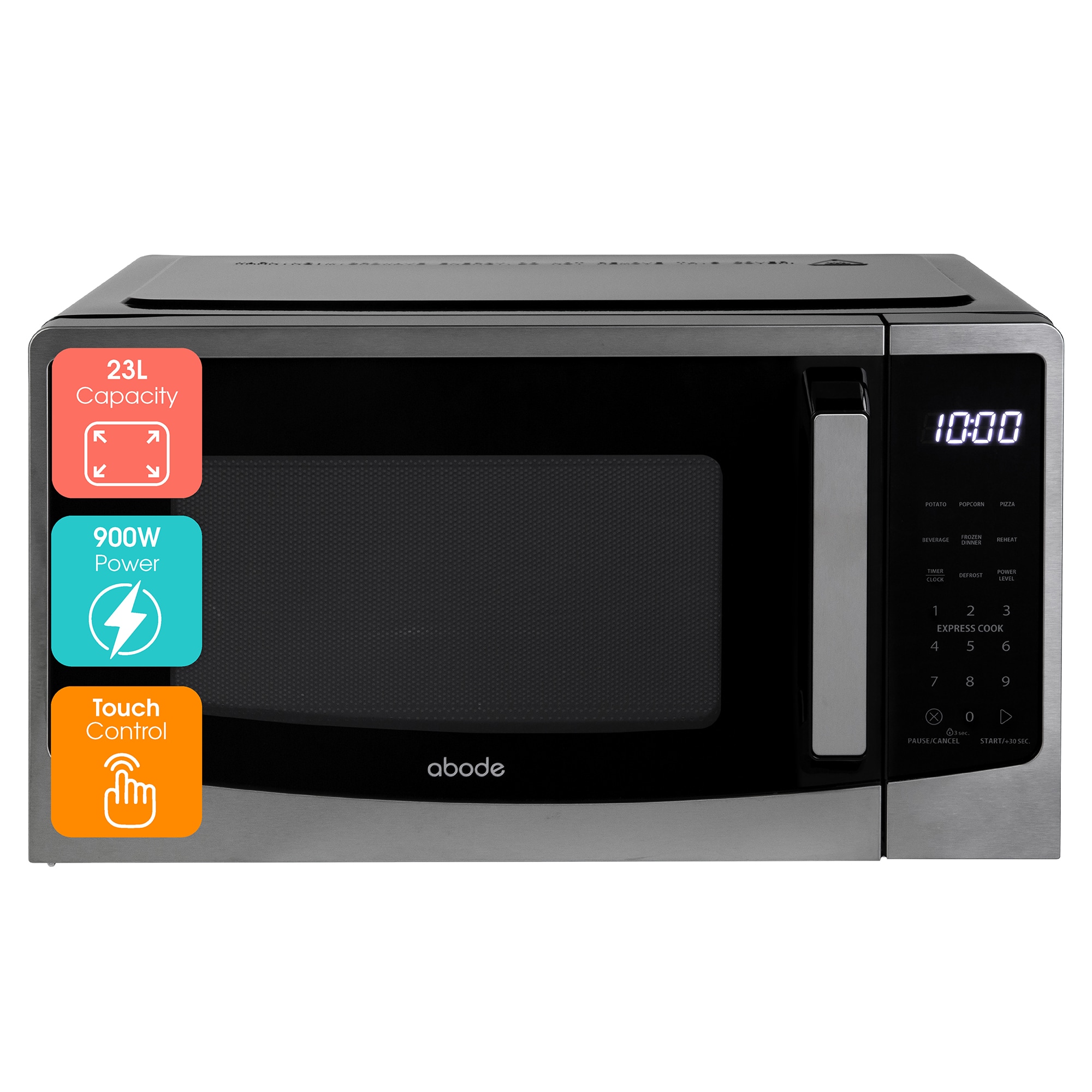 Abode AMT2304B Black Microwave Touch Control 900W 23L Digital 10 Power Levels