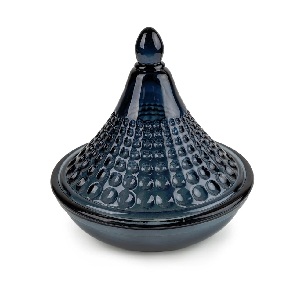 image 1 of Candlelight Blue Jaisalmer Embossed Tagine Glass Candle