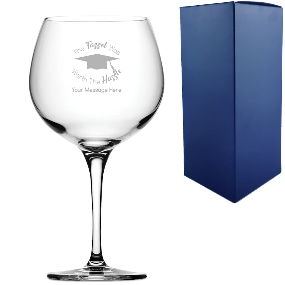 image 1 of Personalised The Tassel was worth the Hassle Graduation Gin Glass
