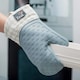 image 9 of Steam Stop™ Silicone Single Oven Glove, Gingham | Blue | Duck Egg Blue