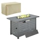 image 1 of Outsunny Outdoor Gas Fire Pit Table Smokeless Firepit w/ Rain Cover, Lid, Grey