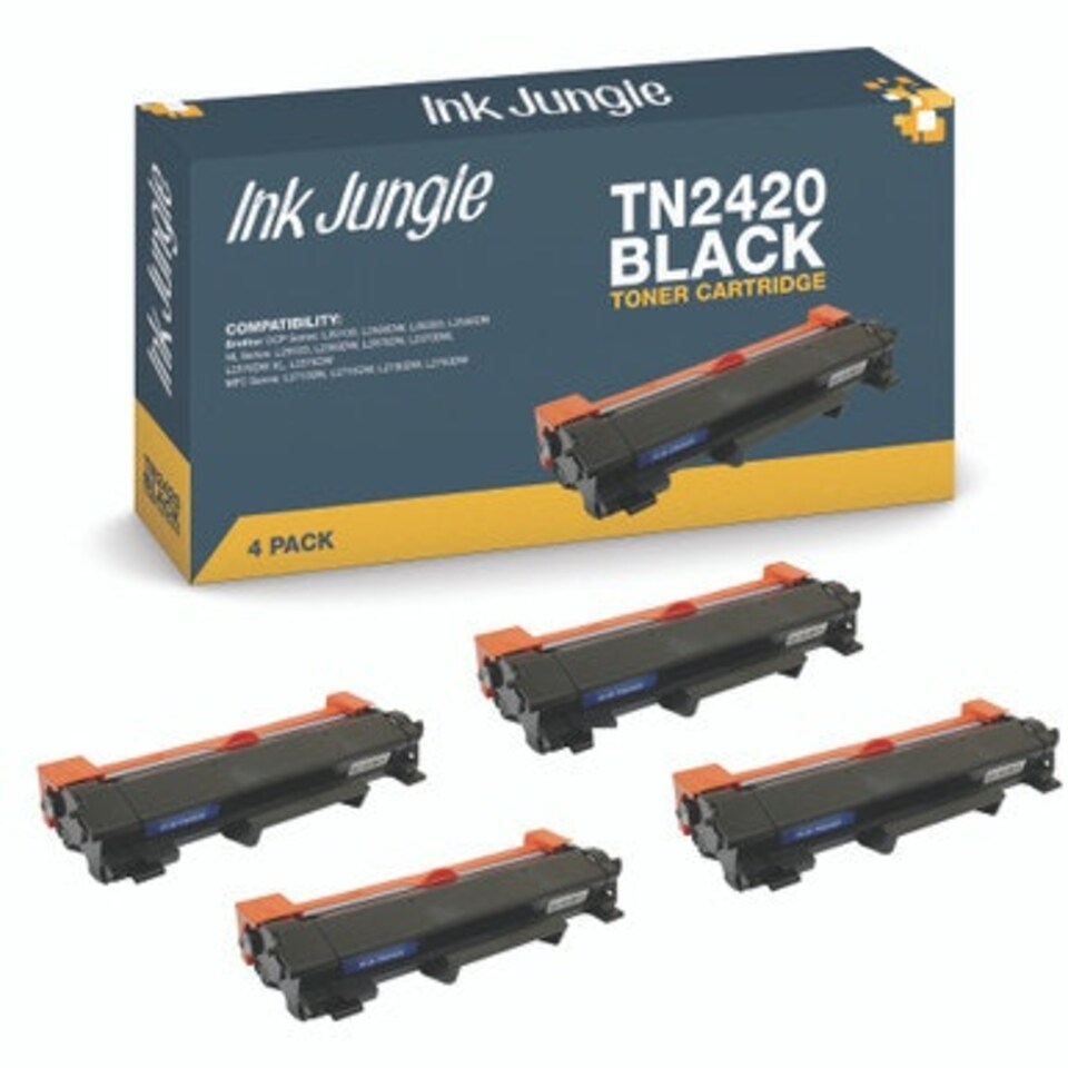 image 1 of 4x Compatible Brother TN2420 Black Toner Cartridges Black