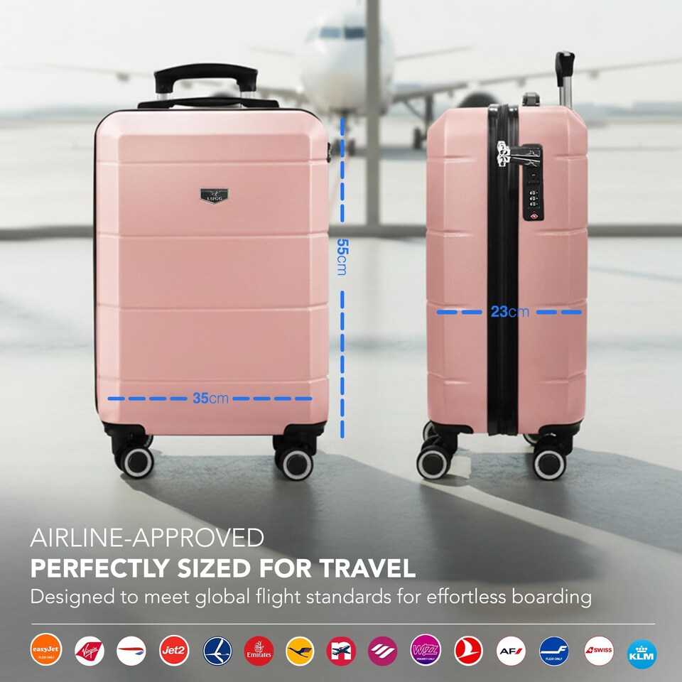 image 1 of Lugg Jetset Lightweight Hard Shell Suitcase ABS 4 Wheels TSA Lock (55x35x23cm)