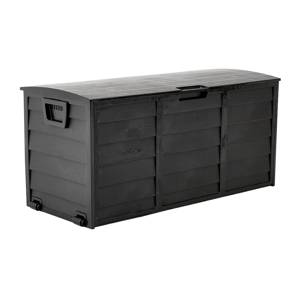 image 1 of Living and Home 290L Outdoor Plastic Garden Storage Box with Wheels, Black | Black | 290L | 1