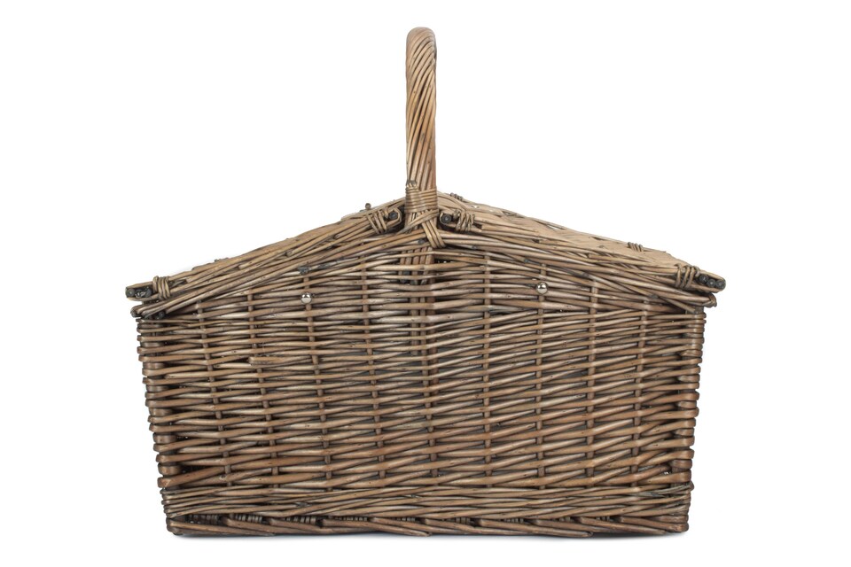 image 1 of Deluxe Retro Double Lidded Wicker Fitted Picnic Basket