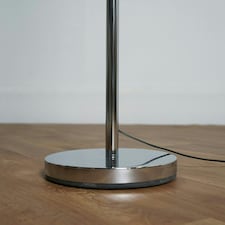 ValueLights Charlie Chrome Floor Lamp XL Grey Taper Shade & Bulb | Silver