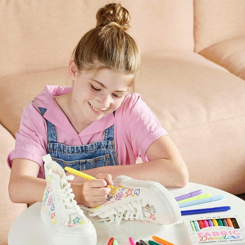 image 1 of Ooly Fabric Doodlers Permanent Fabric Markers Pack of 12