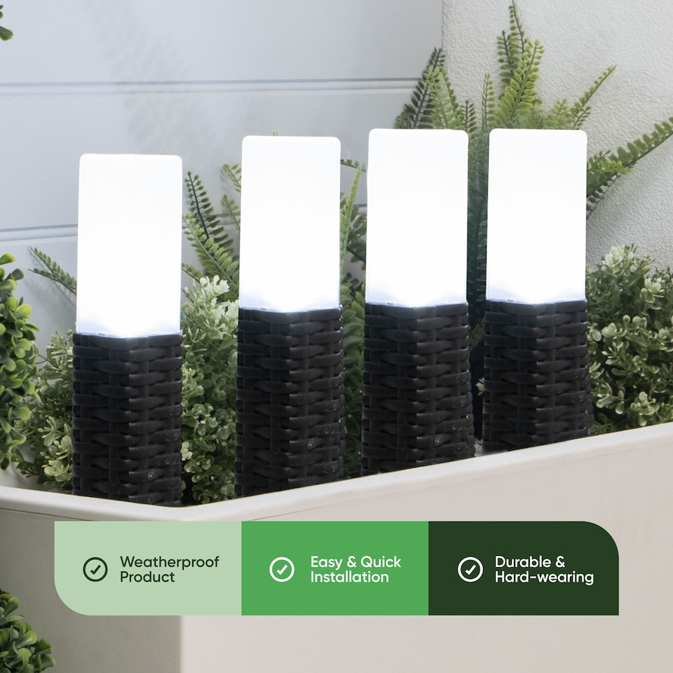 image 1 of Rattan Style Solar LED Garden Stake Lights 4 Pac