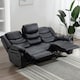 image 8 of Seattle 3 Seater Manual High Back Bonded Leather Recliner Sofa (Black)