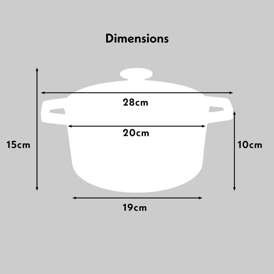 image 1 of Cooks Professional Cast Iron Casserole 20cm | 2.8L Capacity | Enamelled Inside and Out | Off White