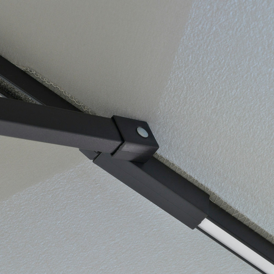 image 1 of Outsunny 3(m) Cantilever Parasol Hanging Banana Umbrella w/ lights, Light Grey