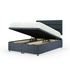 Midnight Linen Ottoman Base and Milan Headboard Double N/A