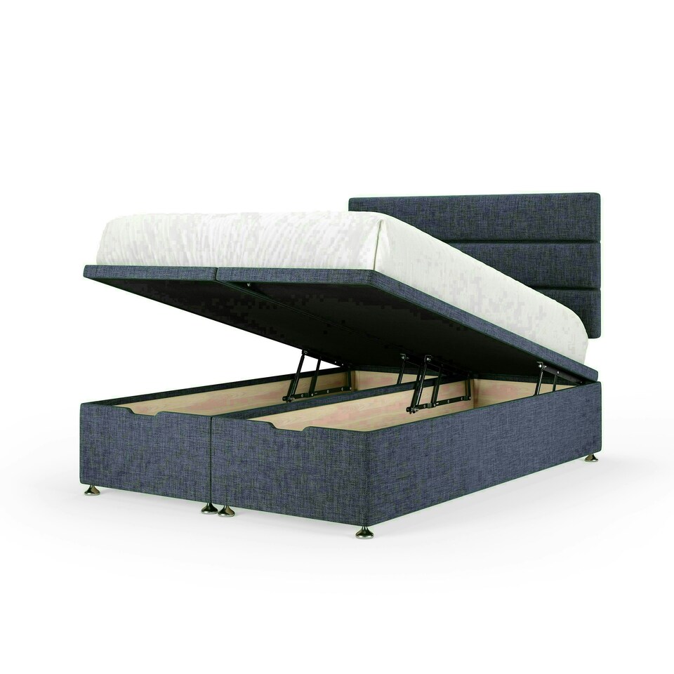 Midnight Linen Ottoman Base and Milan Headboard Double N/A
