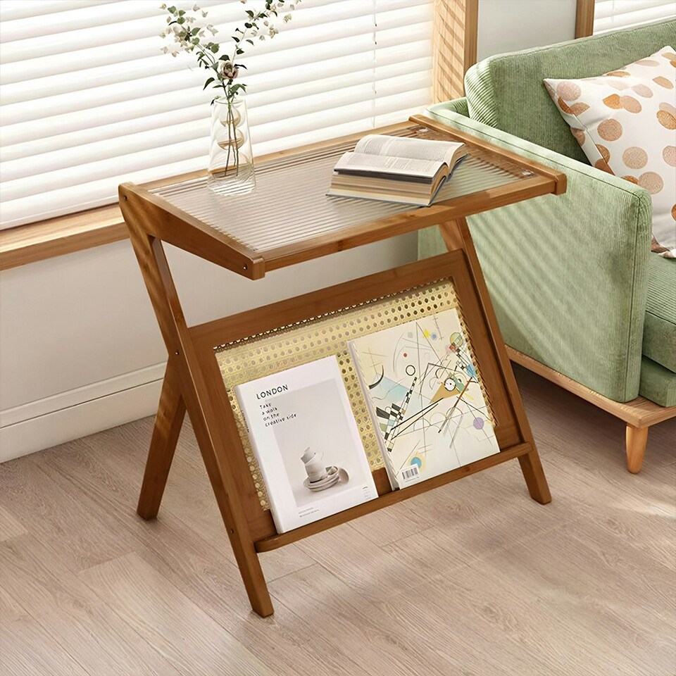 image 1 of Living and Home Foldable Small Bamboo End Table 55 W x 35 D x 56 Hcm