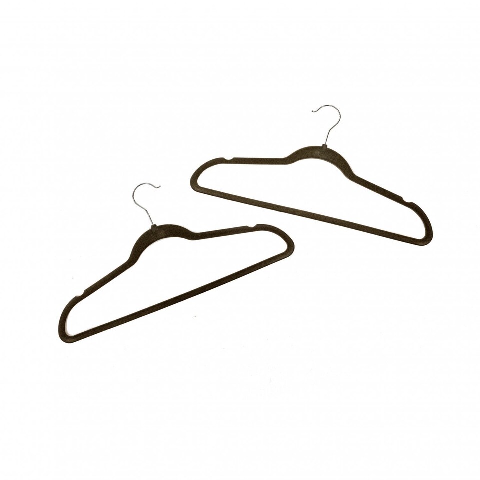 image 1 of Pack of 20 Grey Non-Slip Space Saving Velvet Clothes Garment Coat Suit Hangers