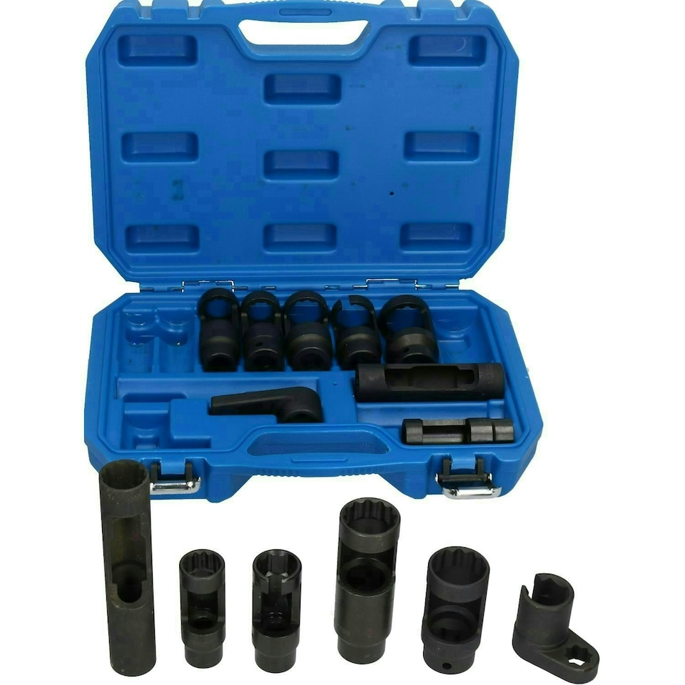 image 1 of 14pc Diesel Injector Lambda Oxygen Sensor Sockets Remover Installer 1/2" Drive