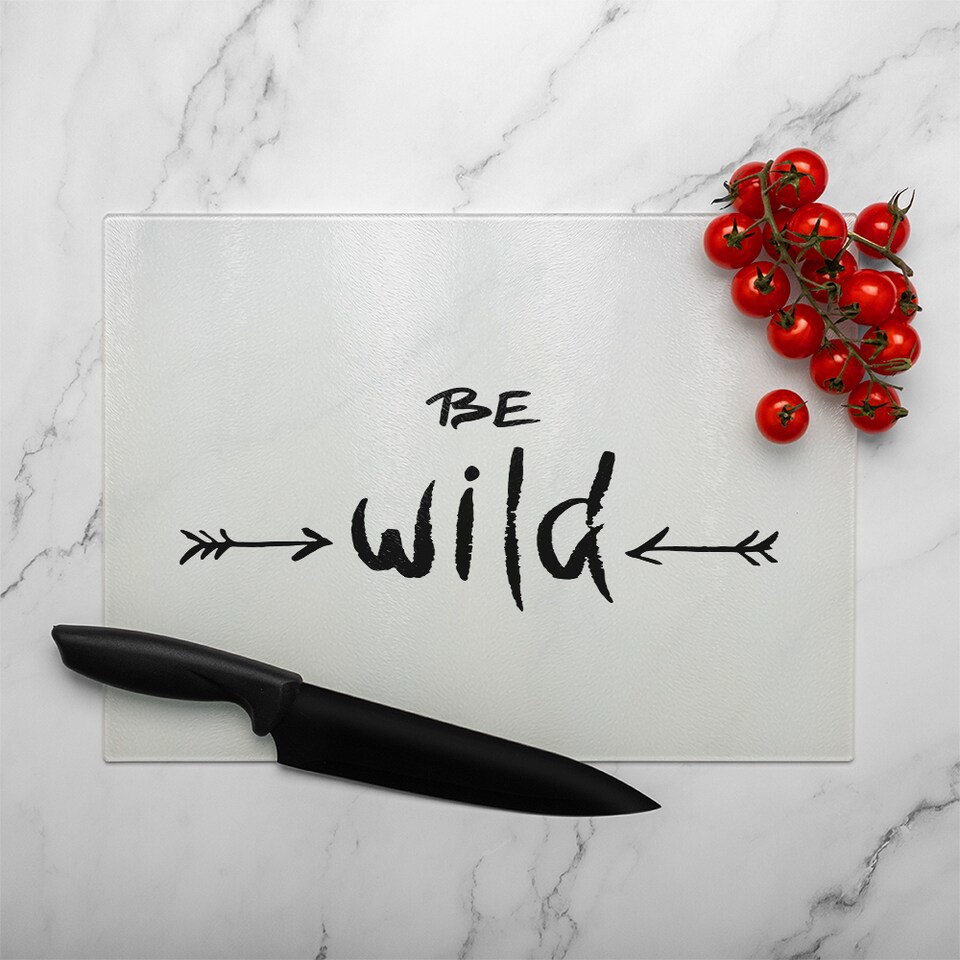 image 1 of Be Wild Inspirational Quote Glass Chopping Board | Multi