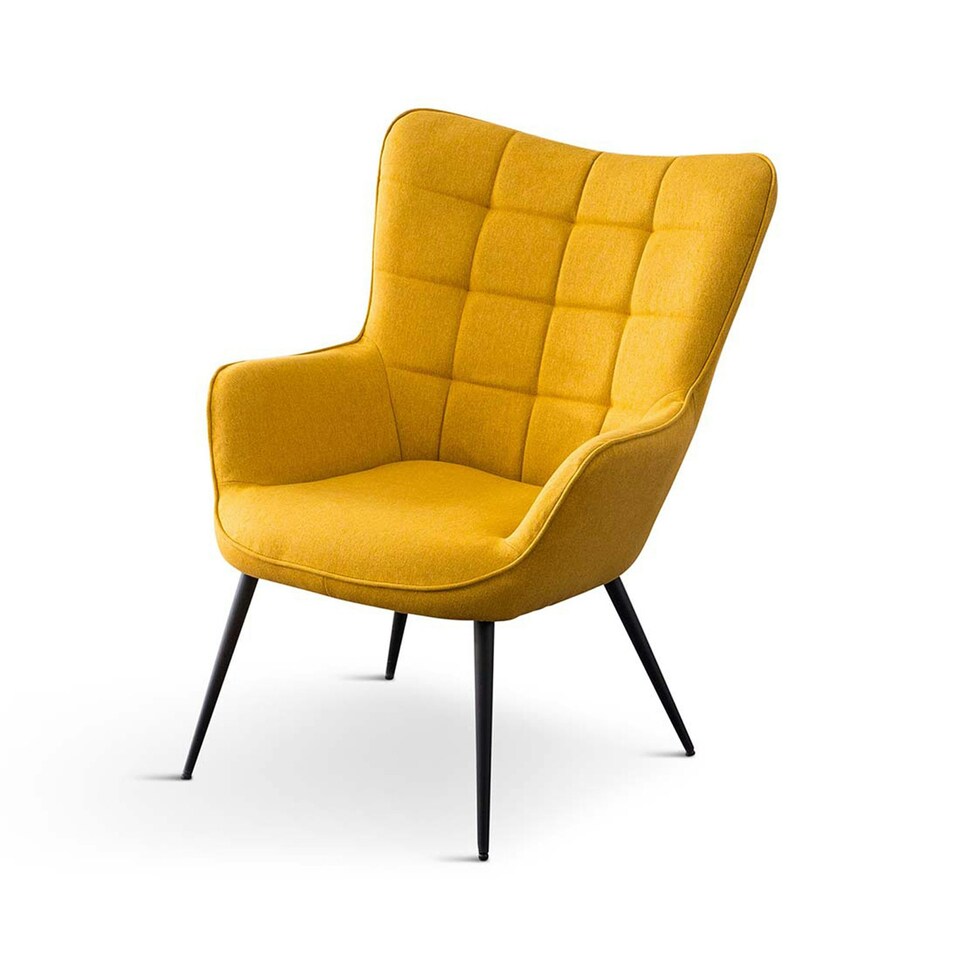 image 1 of Vera Fabric Occasional Living Room Modern Accent Chair (Yellow)
