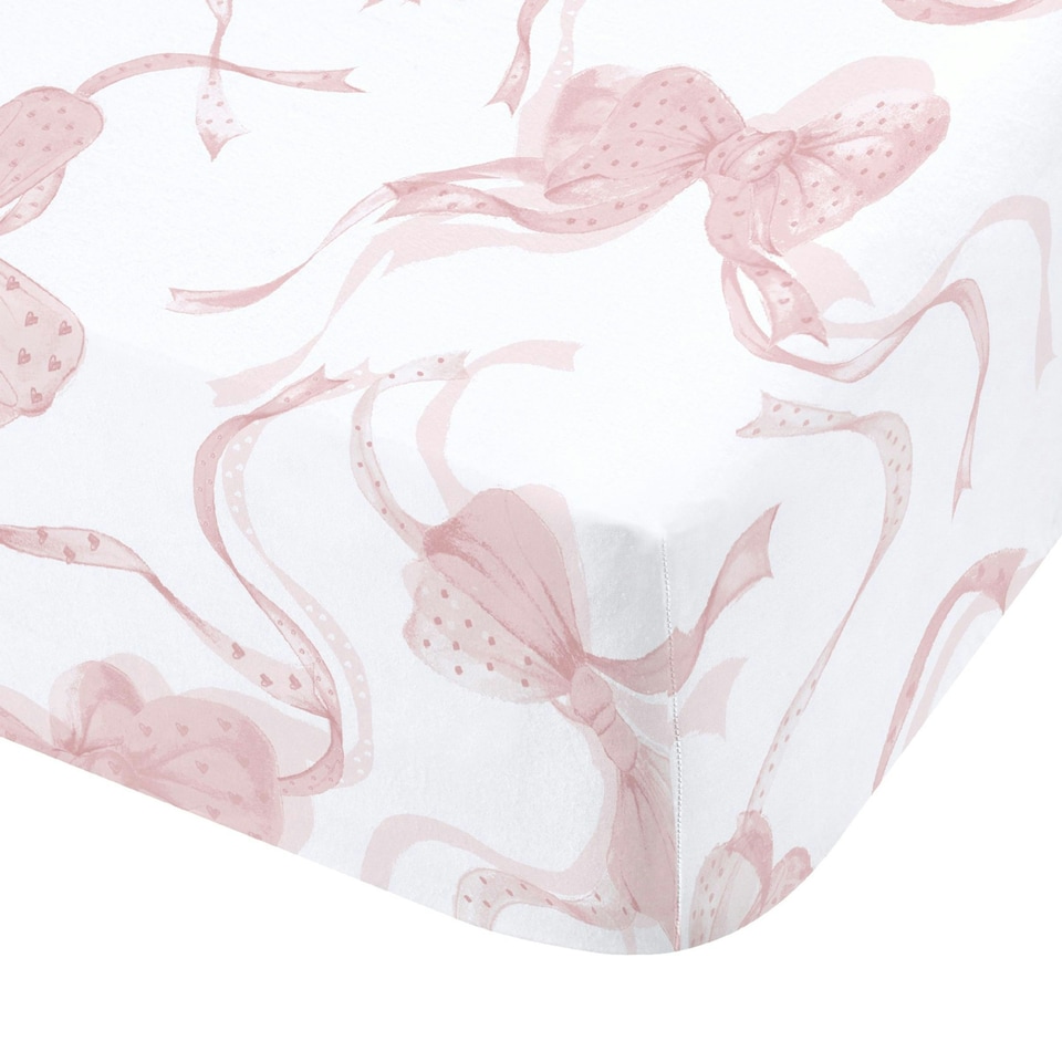 image 1 of Catherine Lansfield Bow Fitted Sheet White / Pink | Pink | White / Pink | Super King