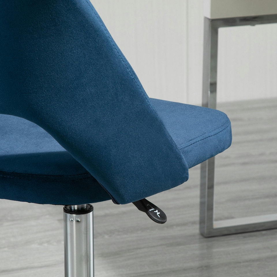 image 1 of Vinsetto Mid-Back Swivel Home Office Chair Scallop Computer Chair Dark Blue