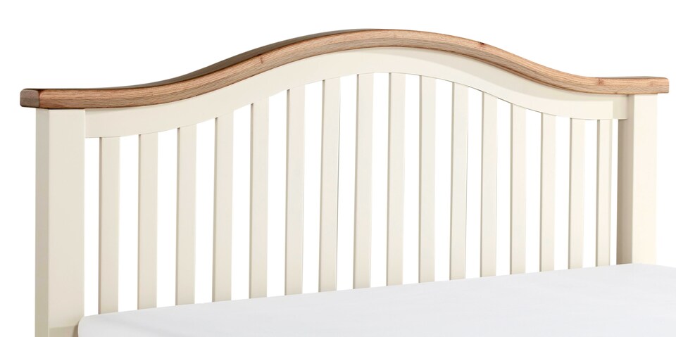 image 1 of 5ft King Size Real oak and Cream,Chunky, Curved, Solid,strong,wood bed frame.High foot end wooden bedstead | Cream | Real Oak & Cream | King