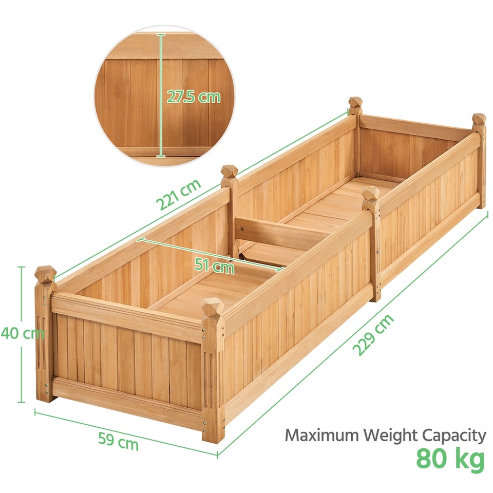 image 1 of Yaheetech Wooden Raised Garden Bed-221 cm L