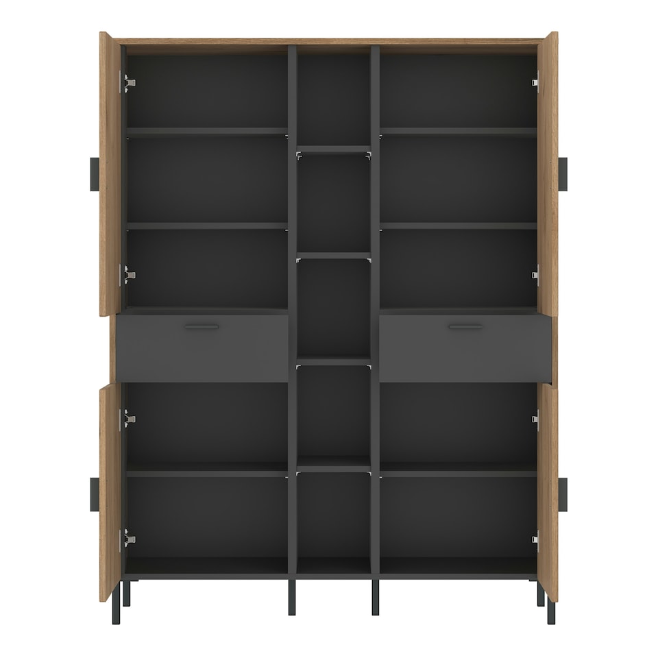 image 1 of Arundel Wardrobe 4 Door 2 Drawer in Oak/Grey