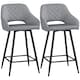 image 1 of HOMCOM Bar Stools Set of 2 Velvet-Touch Fabric Counter Bar Chairs Grey