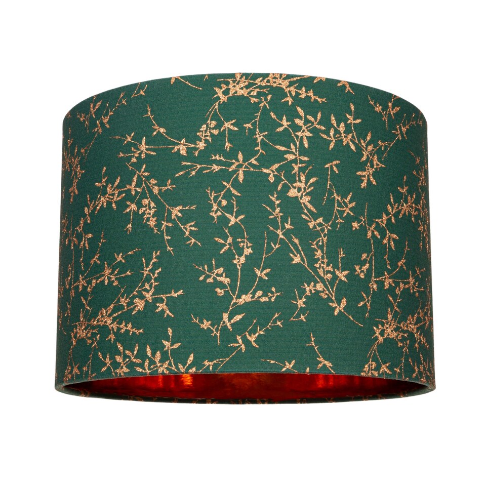 image 1 of Modern Forest Green Cotton Fabric 10 Shade with Copper Foil Floral Decoration | Green | 10"