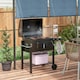image 2 of Outsunny Charcoal Grill BBQ Trolley Wheels Shelf Side Thermometer Steel Black