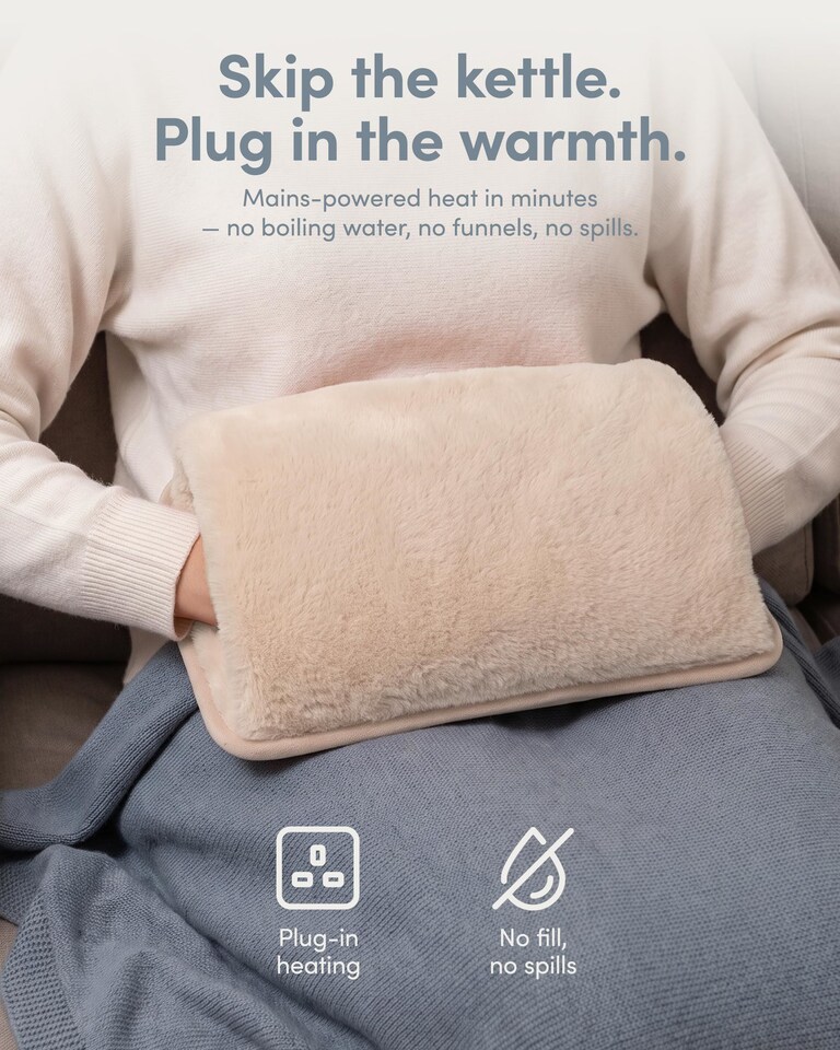 image 1 of Keplin Rechargeable Electric Hot Water Bottle Flannel Cover Auto Shut Off