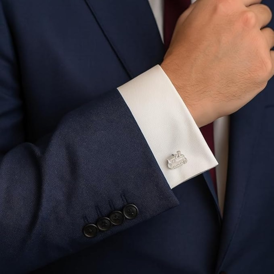 image 1 of Train Cufflinks - Onyx Art CK98